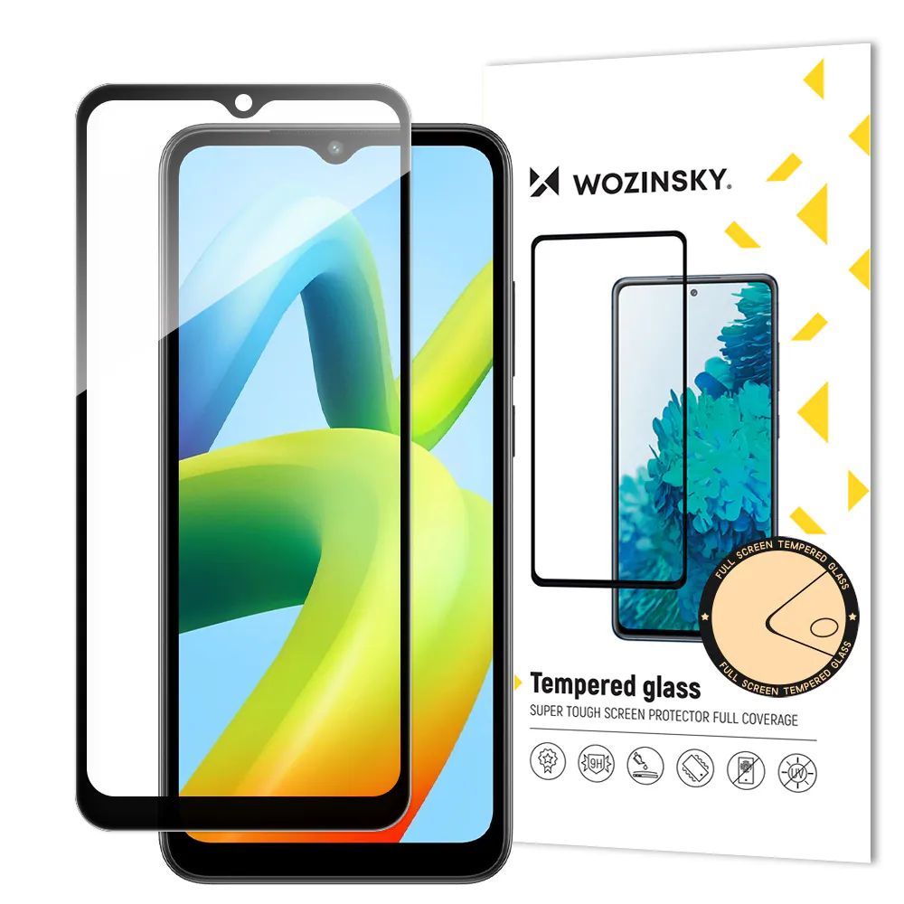 Wozinsky Härdat glas för Xiaomi Redmi A1, fullskärm, 9H, med svart ram
