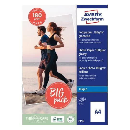 Avery Zweckform Everyday - Halvblank - vit - A4 (210 x 297 mm) - 180 g/m² - 100 ark fotopapper