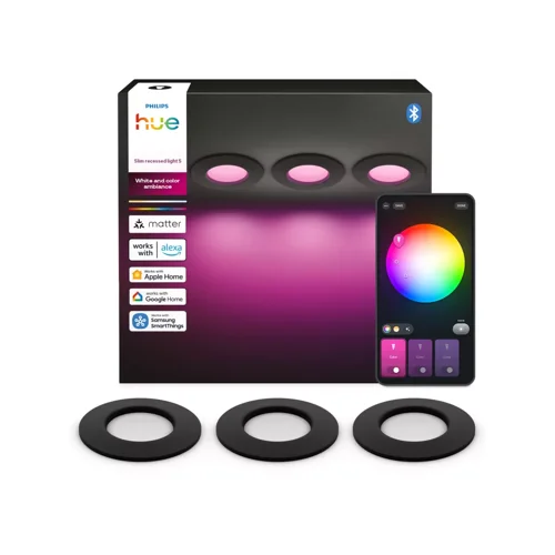 Philips Hue Slim infälld spotlight 90 mm 3-pack Svart