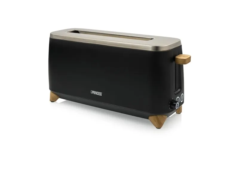 Princess 142361 Bamboo Pure brödrost 2 skivor 1000 W, svart/silver