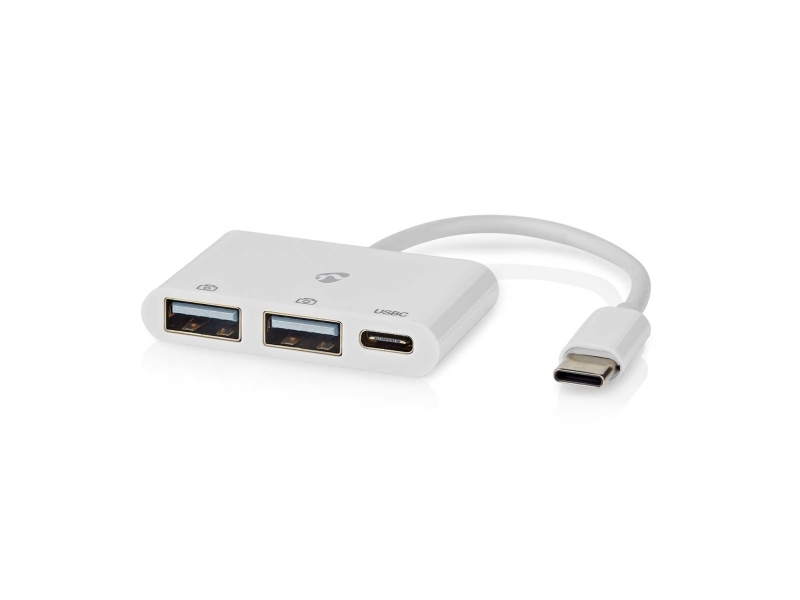 Nedis USB-C Hub, 1x USB-C / 2x USB-A, 480 Mbps - Vit