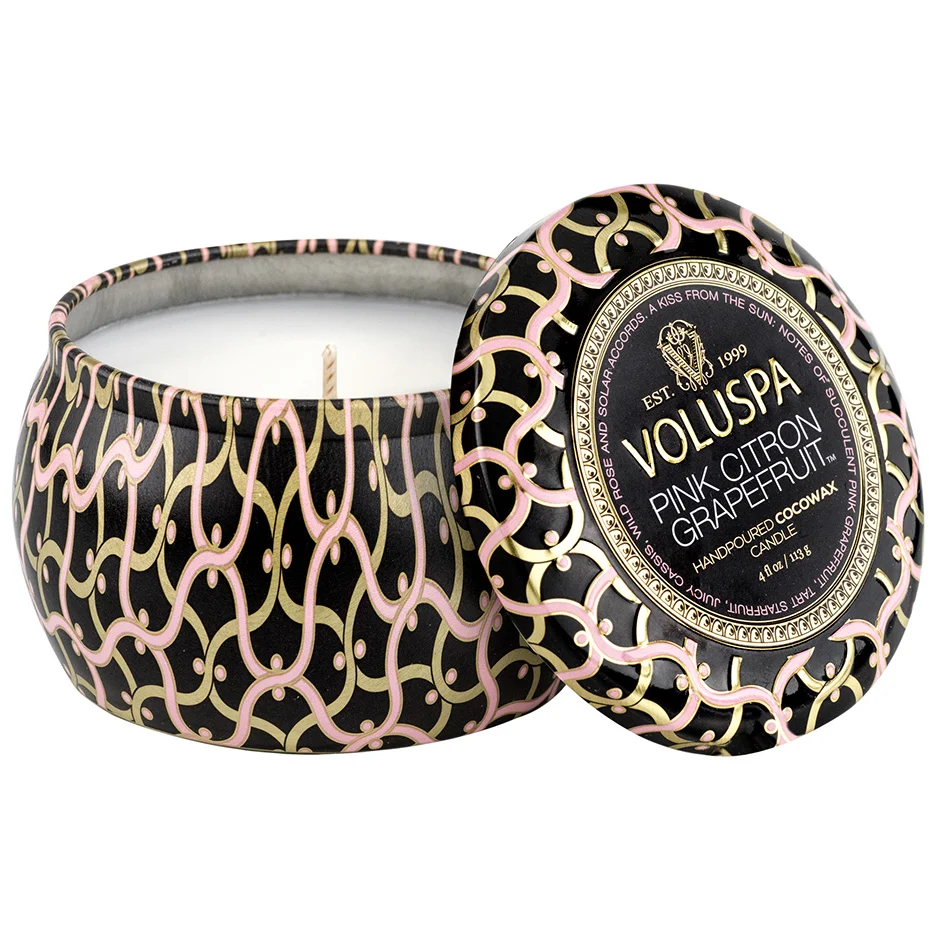 Voluspa Pink Citron Grapefruit Mini Tin Candle 25h