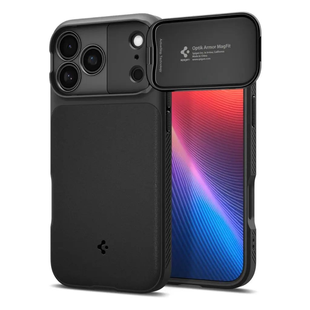 Spigen Optik Armor (MagFit), Mobilskal, Apple, iPhone 17 Pro, 16 cm (6.3), Svart