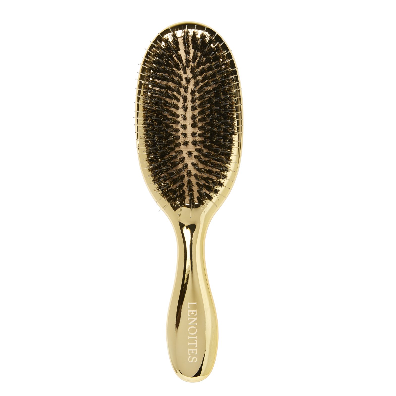 Lenoites Wild Boar Hair Brush with Cleaning Tool Gold 1 pcs