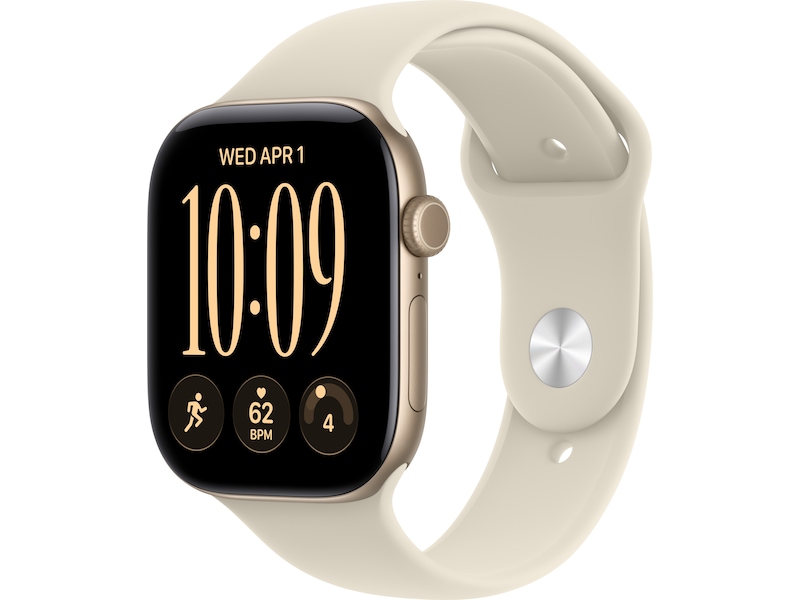 Apple Watch Series 12 GPS + Cellular 46 mm ljust guld aluminium, sand Sportband - M/L, bild 4