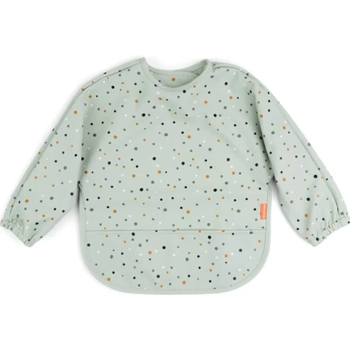 Done by Deer Sleeved Pocket Bib Happy Dots, Green