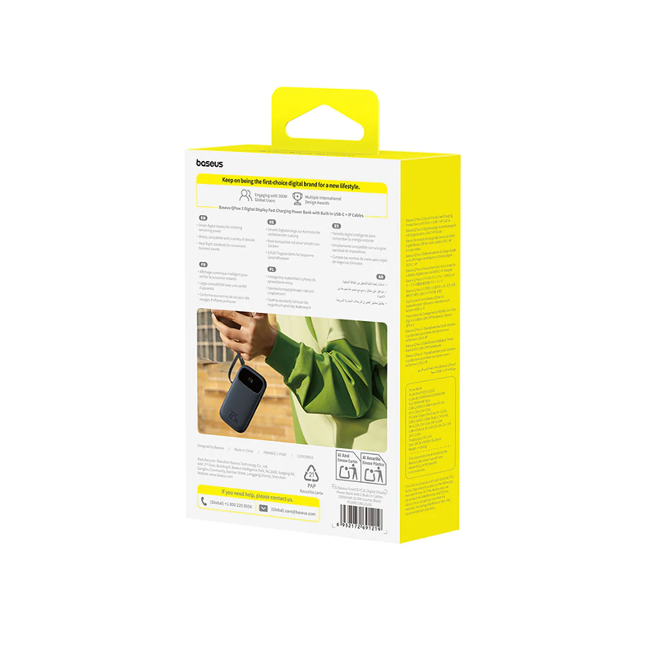 Baseus EnerFill FC31 10000mAh 22.5W Powerbank med digital display och 2 inbyggda kablar - Svart, bild 5