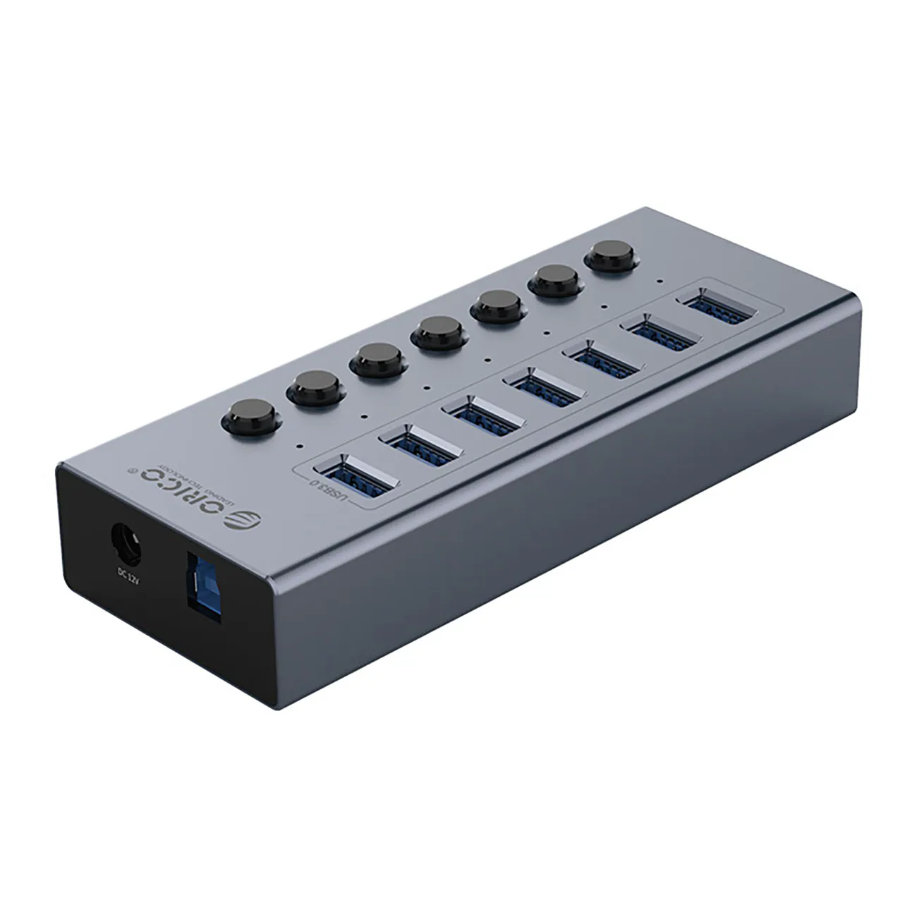 Orico BT2U3-7AB Hub 7x USB-A 3.0 med switchar - grå, bild 2