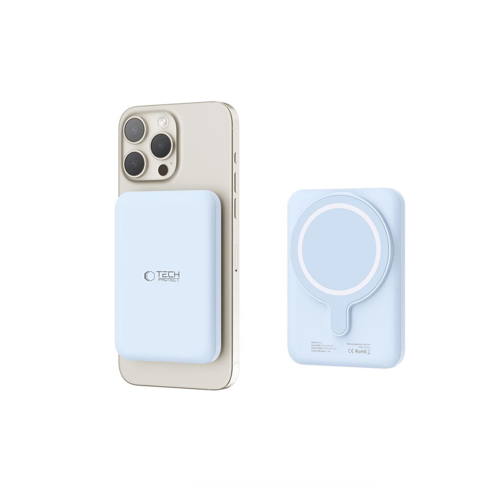 Tech-Protect LifeMag PB10 powerbank 5000mAh MagSafe blå + USB-C kabel, bild 4
