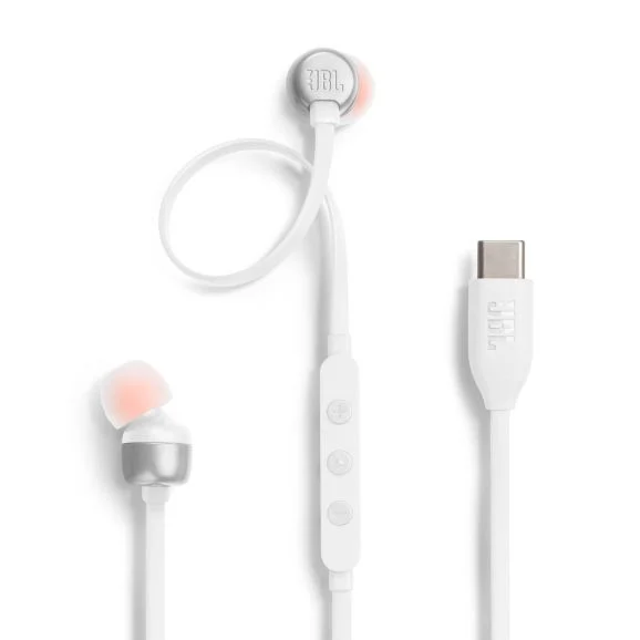 JBL Tune 310 USB-C In-Ear hörlurar, vita