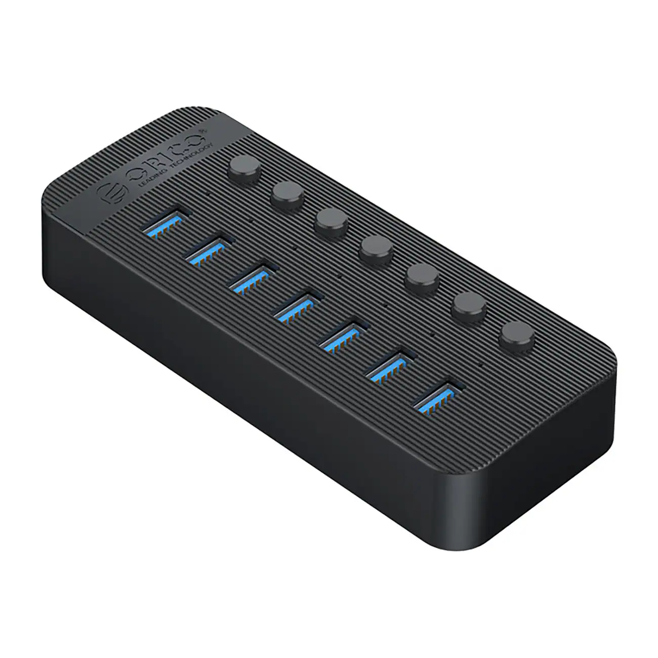 Orico CT2U3-7AB 7x USB-A 3.0-hubb med switchar - svart