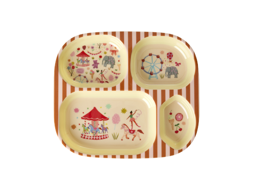 Rice - Melamine Kids 4 Room Plate with Fun Fair Print - Pink, bild 2