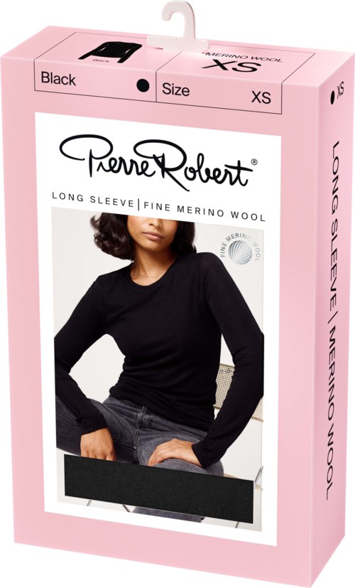 Pierre Robert Long Sleeve Fine Merino Wool Jet Black M