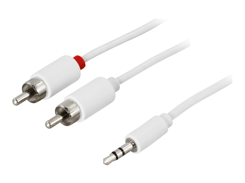 Ljudkabel 3,5 mm stereo till 2xRCA, 2 meter - Vit