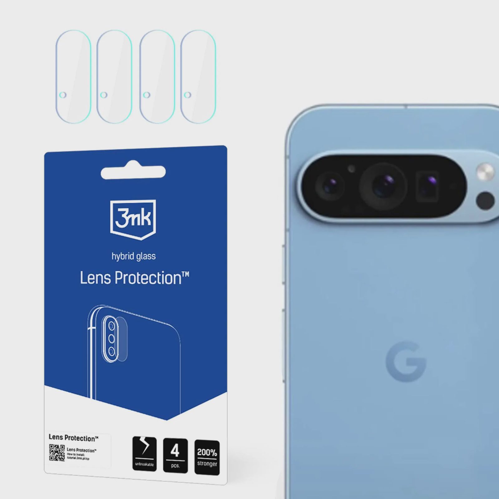 Hybridglas för kameralins – 3mk-linsskydd för Google Pixel 9 Pro