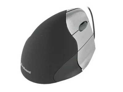 Evoluent Vertikal mus, Optisk, USB, Svart/Silver