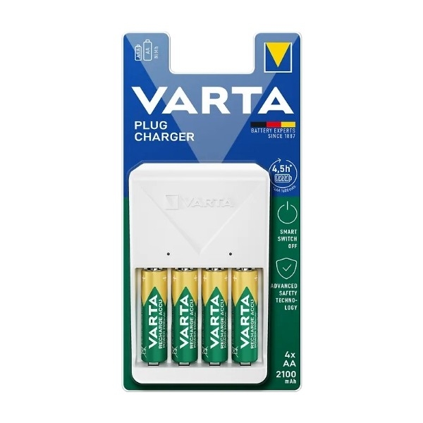VARTA Plug laddare, 4XAA/AAA