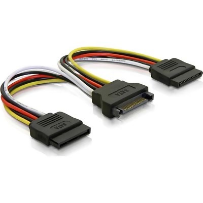 Strömadapter 15-pin SATA för 2 hårddiskar Y-adapter 10cm