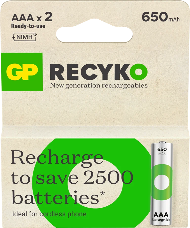 GP ReCyko AAA 2-p 650mAh, 2-pack