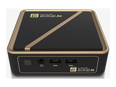 Sapphire EDGE AI 340 mini-PC barebone med Ryzen AI 5 340 och Radeon 840M, svart/guld