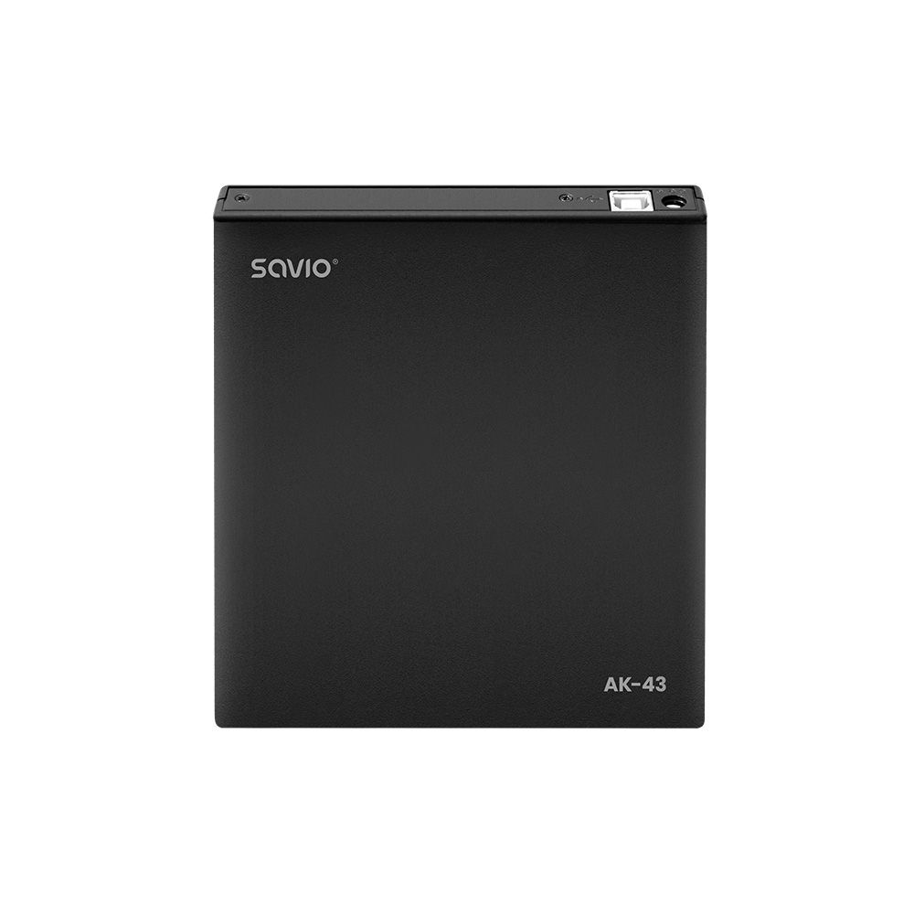 Savio AK-43 optical disc External Slim drive DVD±R/RW CD±R/RW Black, Svart, Front, Stationär/bärbar dator, DVD±RW, USB 2.0, 24X