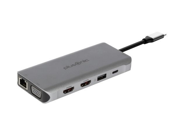 ALLNET PSUC0216, USB 3.2 Gen 1 (3.1 Gen 1) Type-C, 3,5 mm, HDMI, RJ-45, USB 2.0, USB 3.2 Gen 1 (3.1 Gen 1) Type-A, USB 3.2 Gen 1 (3.1 Gen 1) Type-C, VGA, 3840 x 2160 pixel, MicroSD (TransFlash), SD, Grå, 100 W