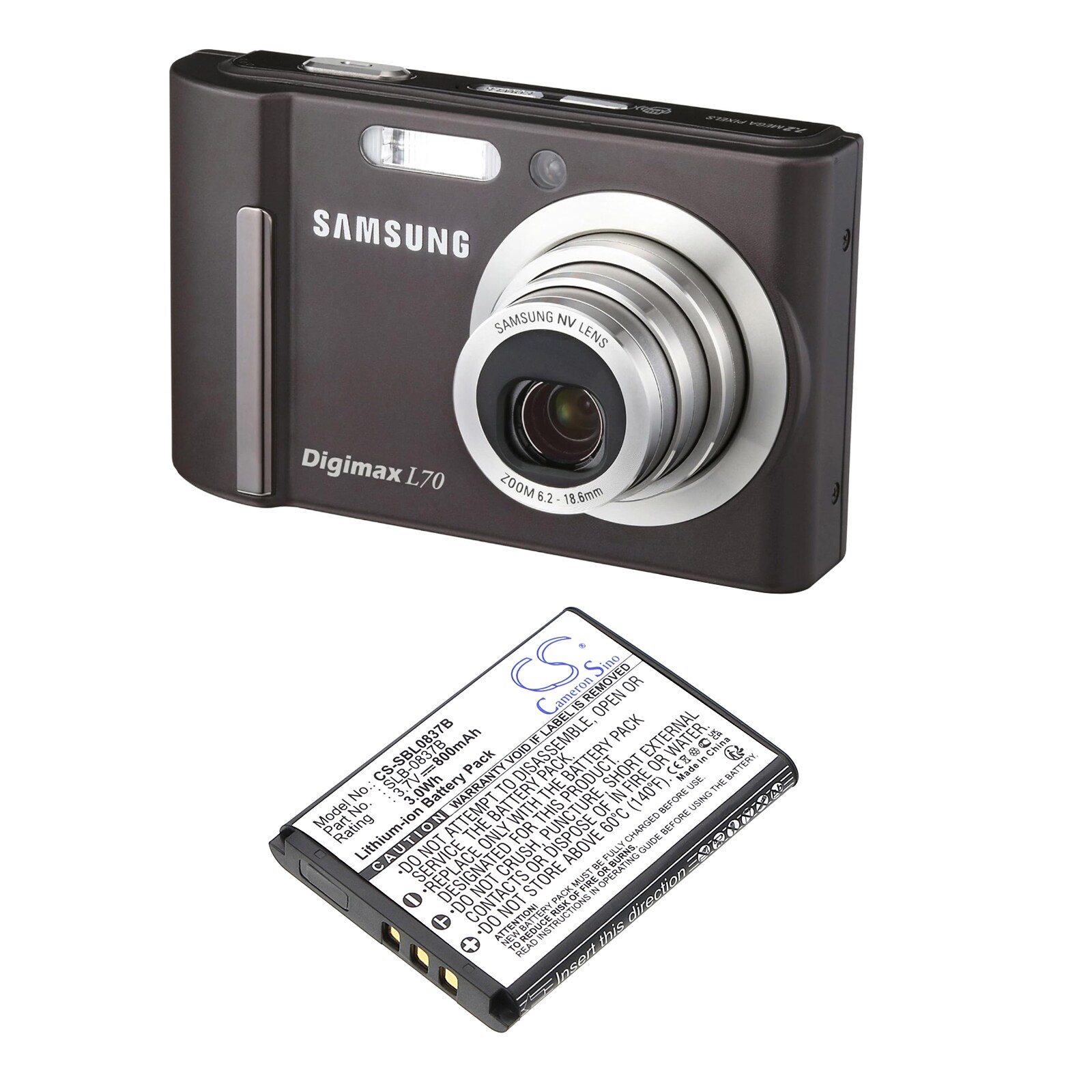 Batteri till Kamera för Samsung Digimax L70, Digimax L70B, L201 m.fl., bild 3