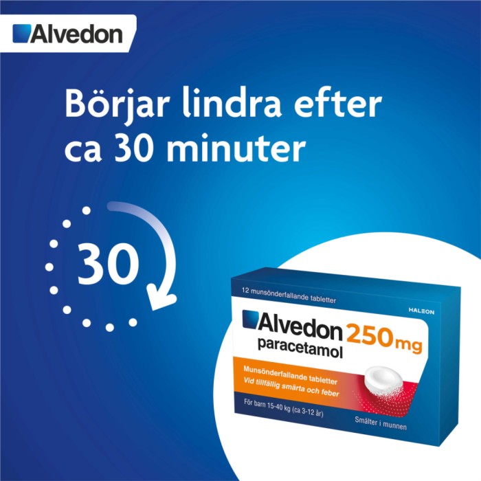 Alvedon Munsönderfallande Tablett 250mg 12 st, bild 3