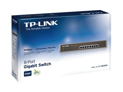 TP-Link TL-SG1008, Ohanterad, Gigabit Ethernet (10/100/1000), Full duplex, Rackmontering, 1U