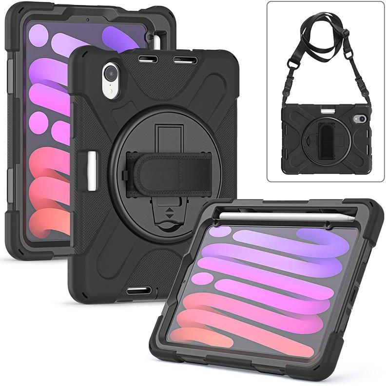 eSTUFF Chicago Full Body Defender till iPad mini 8.3" (6th/7th Gen), med rem för handled + axel, pennhållare - Svart, bild 3
