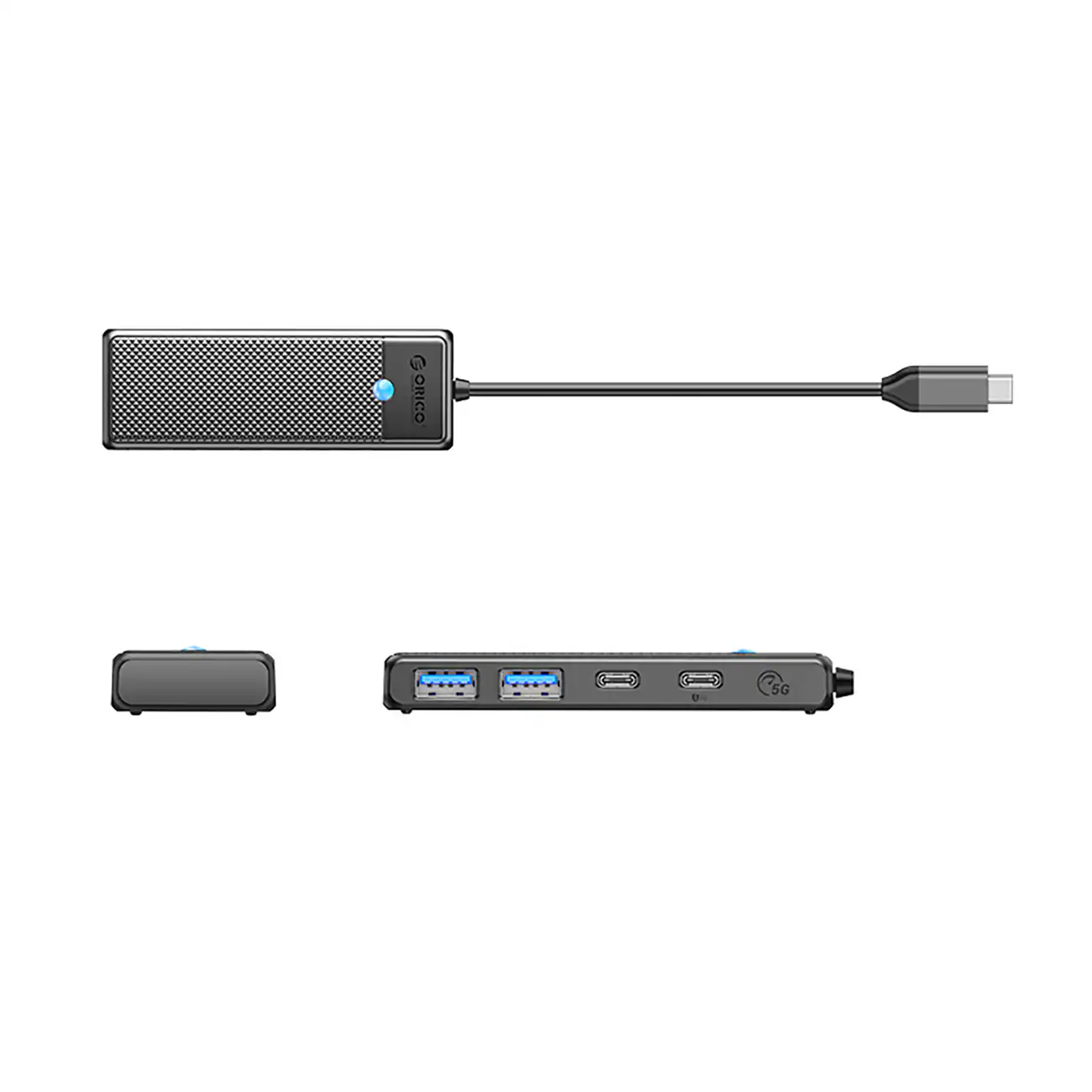 Hub USB-C Orico PAPW2AC-C3 dockningsstation 2x USB-A 3.0 + 2x USB-C 3.0 - svart, bild 2