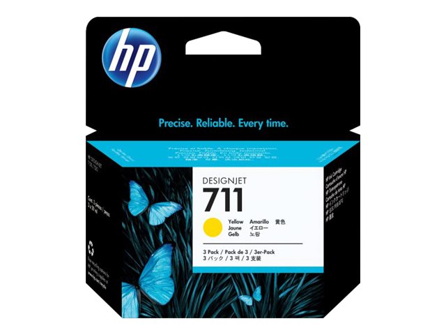 HP nr 711 Gul (CZ132A), 29 ml, DesignJet T120/T520, 3-pack
