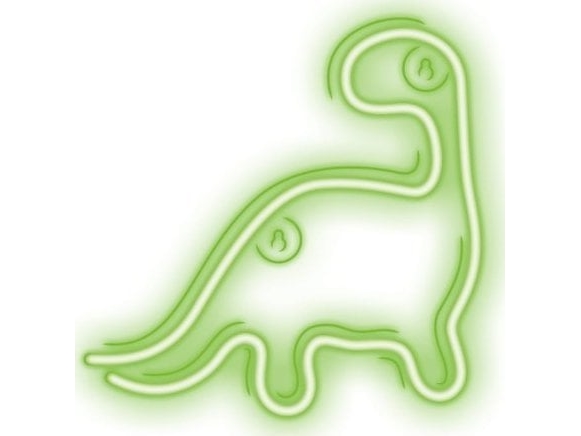 TelForceOne neon LED dinosaur dekorativ väggtext grön 23,5x24,5 cm