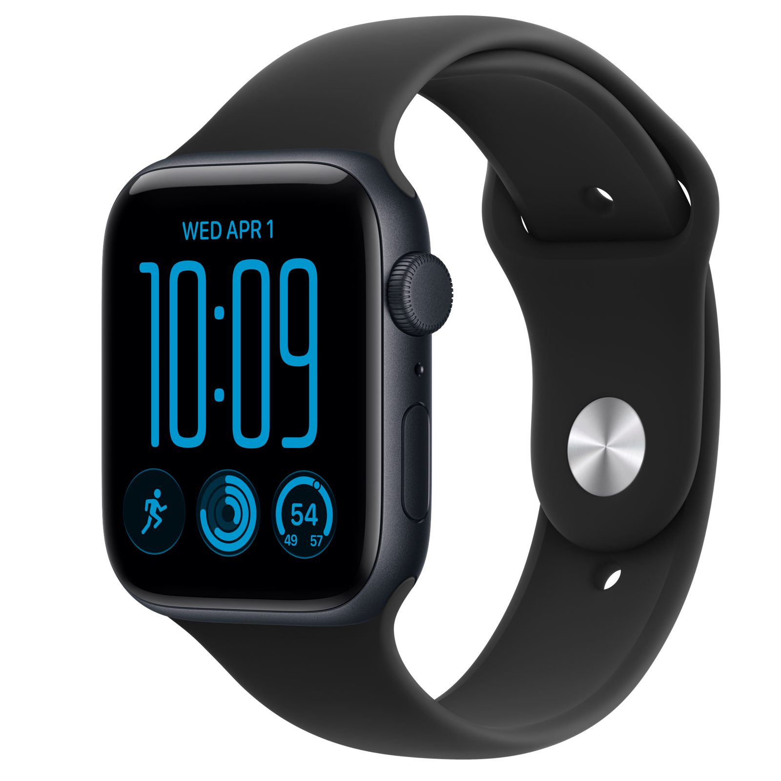 Apple Watch SE 3 (GPS) • Aluminiumboett midnatt, 44 mm • Sportband svart