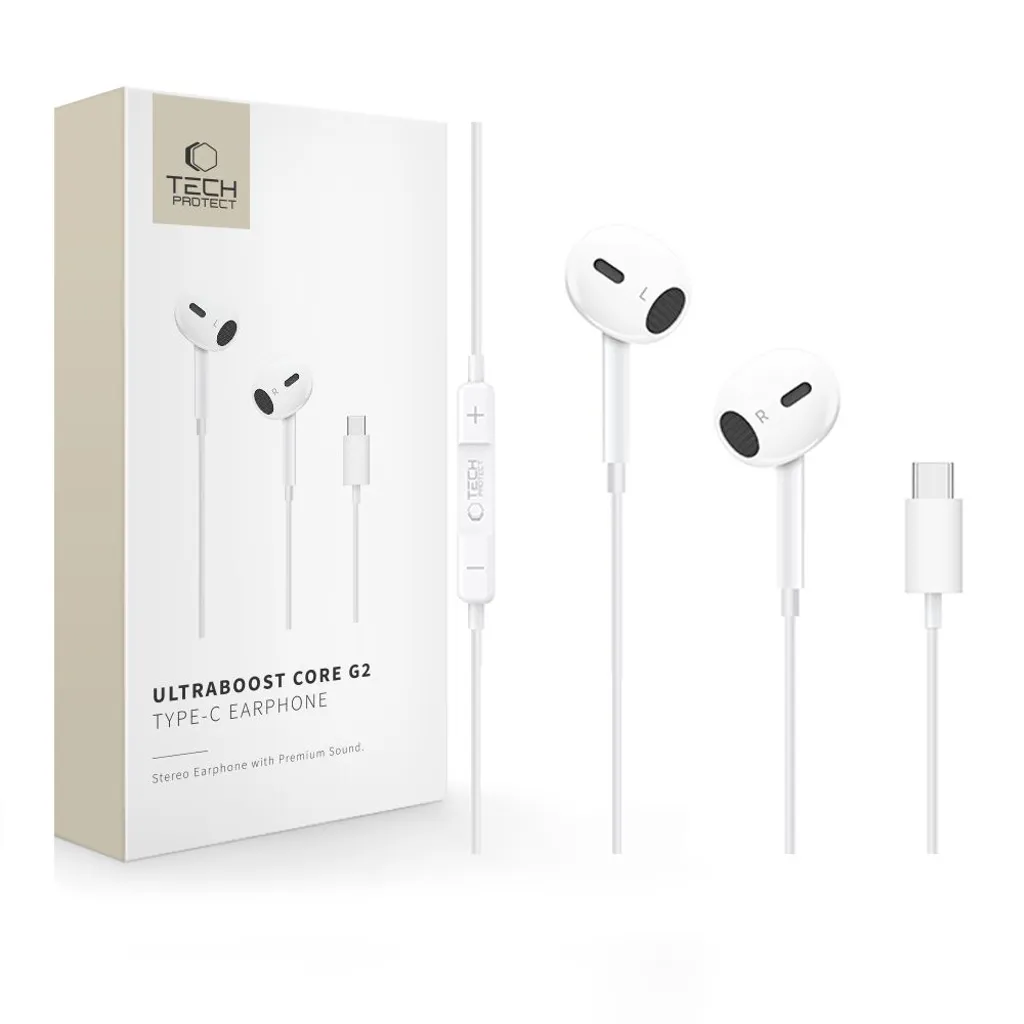 Tech-Protect Ultraboost Core G2 USB-C Headphones - White