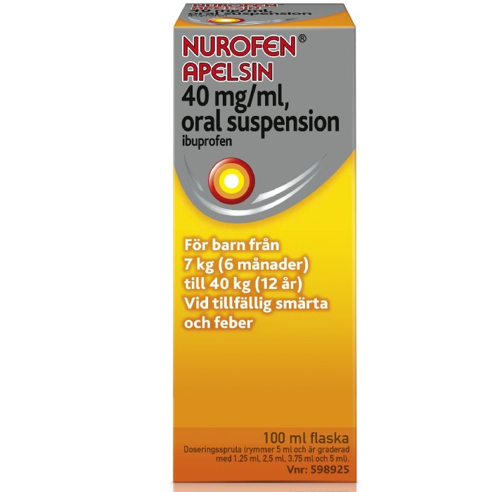 Nurofen Apelsin, oral suspension 40 mg/ml 100 ml