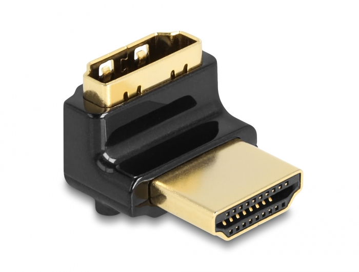 Adapter HDMI hane till hona, DeLOCK, 8K@60Hz, vinklad uppåt - Svart, bild 3