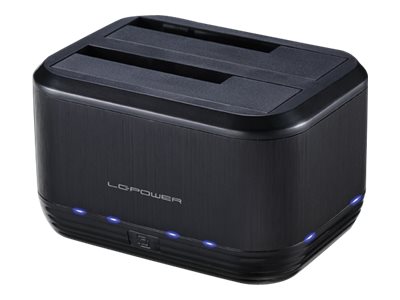 LC Power LC-DOCK-U3-III - HDD dockningsstation - fack: 2 - 2,5 tum/3,5 tum delad - SATA - USB 3.0 - svart