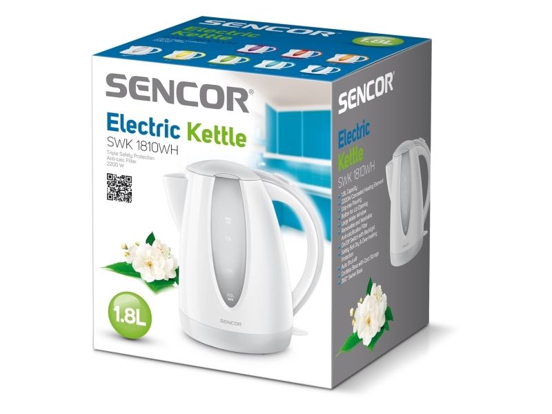 Sencor SWK 1810WH, 1,8 l, 2000 W, Vit, Plast, Vattennivå indikator, Överhettningsskydd