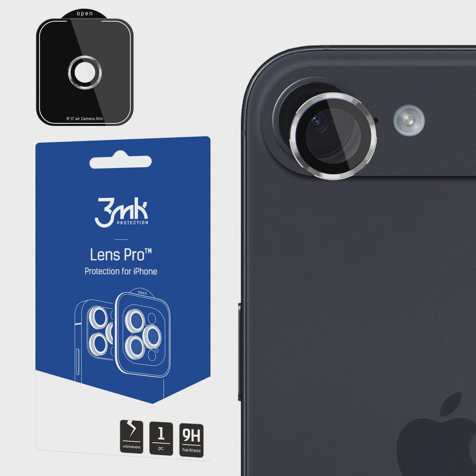 3mk Lens Protection Pro härdat glas för iPhone 17 Air – silver