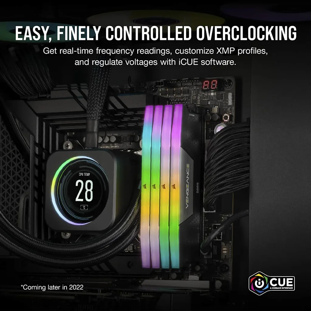 64 GB (4x16GB) DDR5-6600 Corsair Vengeance Black RGB CL32, XMP - Svart, bild 4