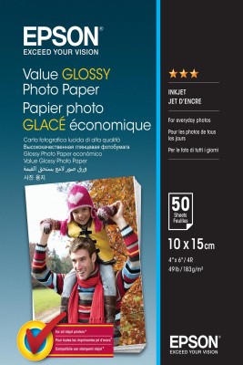 Epson Value Glossy Photo Paper, 10x15 cm, 183g/m2, 50 ark