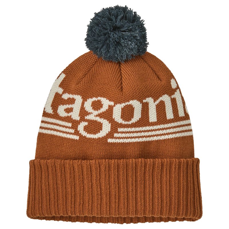Patagonia Powder Town Beanie Hut Tripper Logo: Cinnamon Brown - OneSize