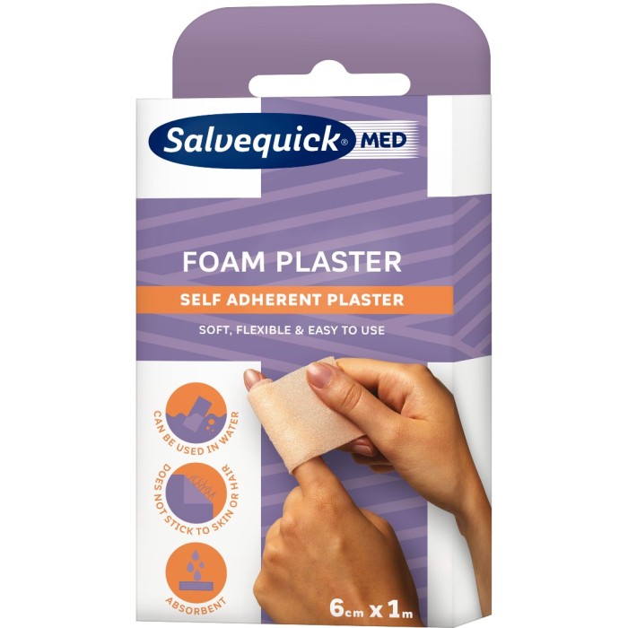 SalvequickMED Soft Foam plåster 1 m x 6 cm, 1 st