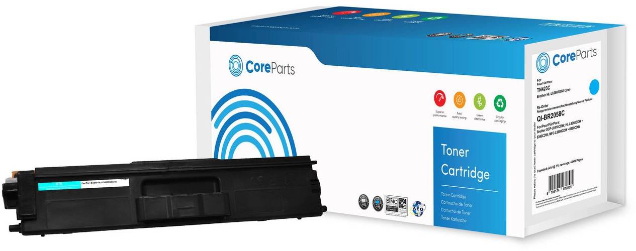 CoreParts Brother TN-423C, 4000 sidor, Cyan, bild 2