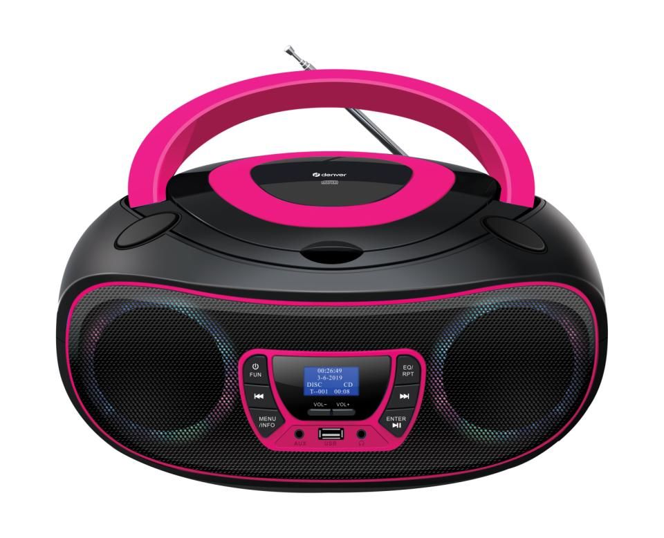 Denver TDB-212P, 1,55 kg, Rosa, Personlig CD-spelare