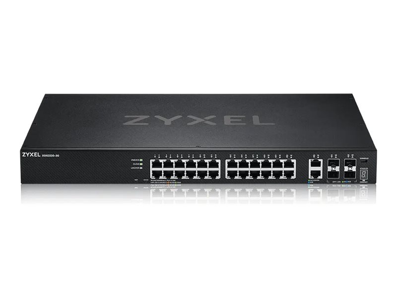 Zyxel XGS2220-30, 24-Port Gigabit RJ45, 2x10Gbe RJ45, 4x10Gbe SFP+, Layer 3, 1 år Nebula Pro