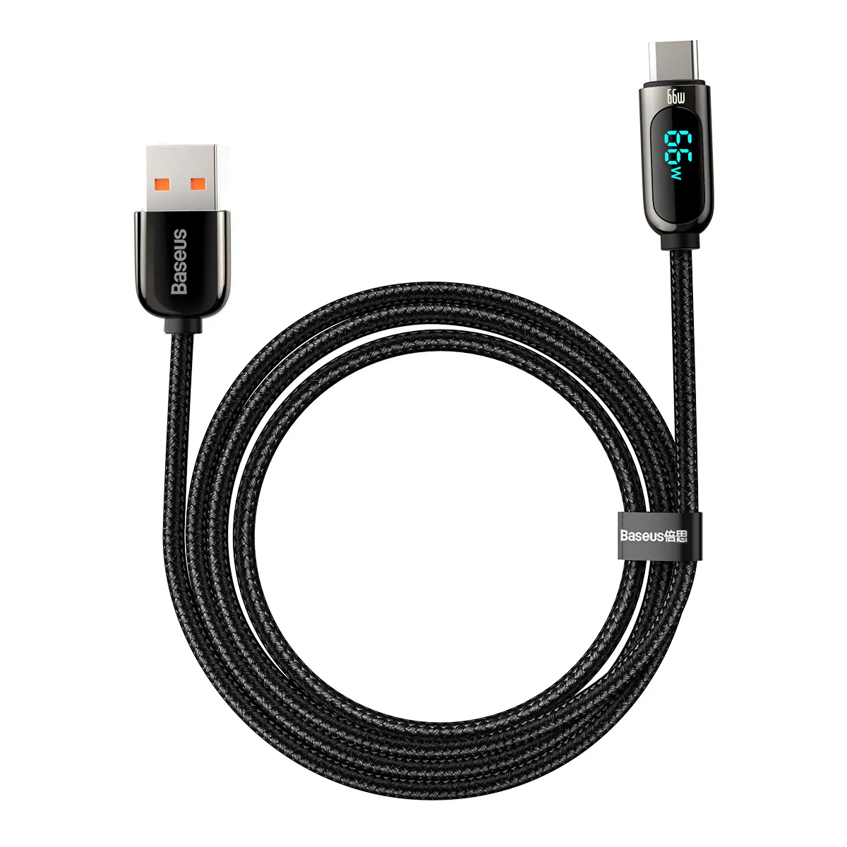 Baseus Display Snabbladdning Data USB-A / USB-C 66W 1 m kabel - svart, bild 3