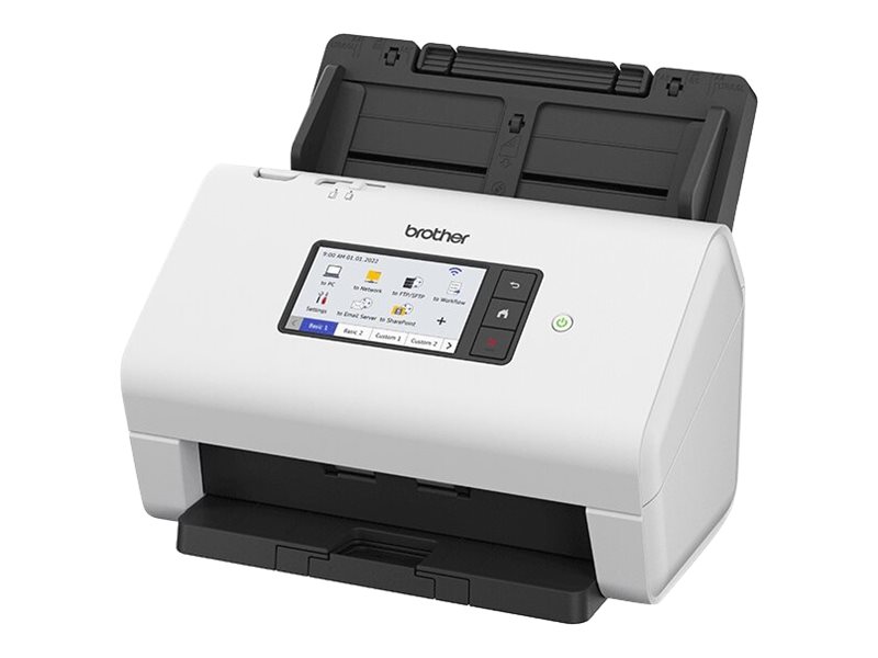 Brother ADS-4900W - Dokumentskanner - Dubbel CIS - Duplex - A4 - 600 dpi x 600 dpi - upp till 60 sidor/minut (mono) / upp till 60 sidor/minut (färg) - ADM (100 ark) - upp till 9000 scanningar per dag - USB 3.0, LAN, Wi-Fi(n), USB 2.0 (Host)