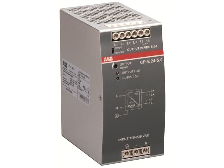 ABB CP-E 24/5.0, inomhus, 115/230 V, 47 / 63 hz, 120 W, 24 V, 5 A